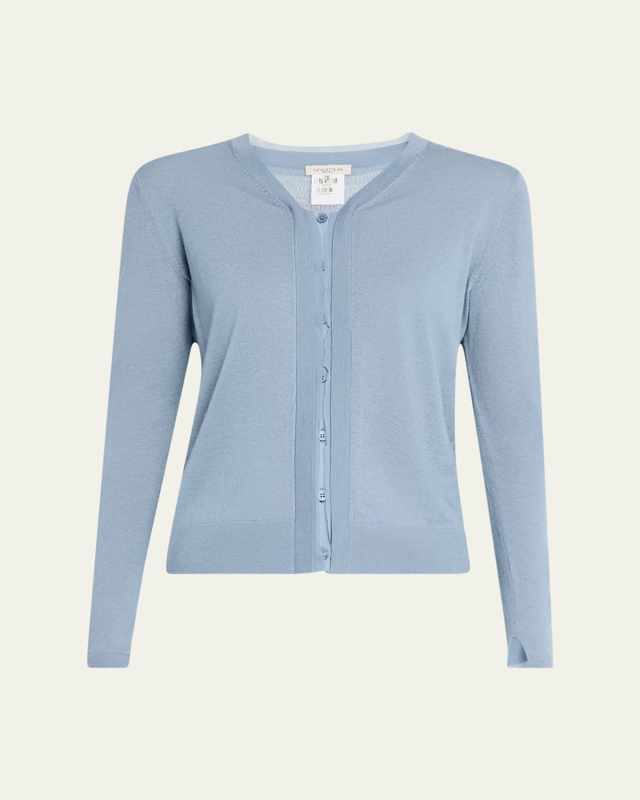 Chiffon-Trim Cashmere Cardigan